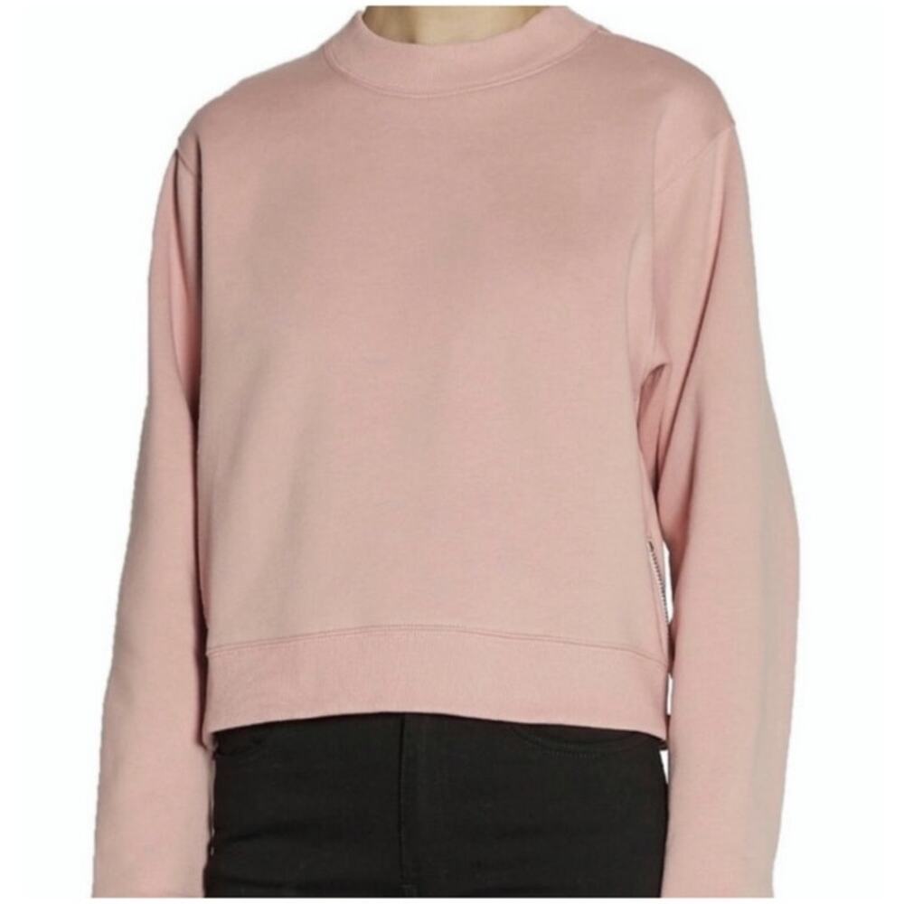 Acne Studios Pink Bird Fleece Cropped side-zip sweatshirt